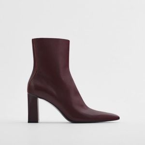 Zara - Minimalist Heeled Leather Ankle Boots